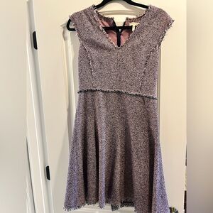 Rebecca Taylor Mauve Tweed Fit & Flare Midi Dress